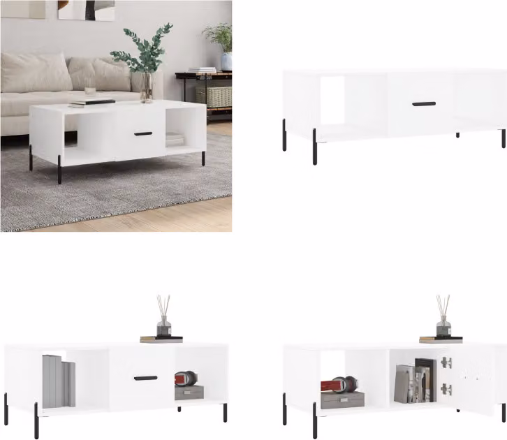 vidaXL Tavolino bianco 102x50x40 cm in legno - Tavolino - Tavoli da caffè - Tavolino - Tavolo da divano