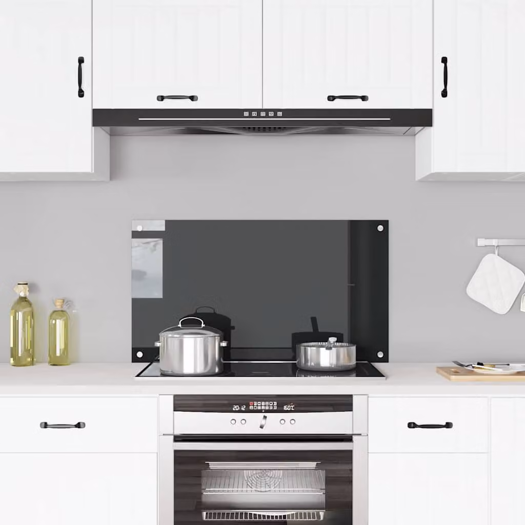 Paraschizzi per cucina vidaXL in vetro temperato nero L 90 cm x H 50 cm