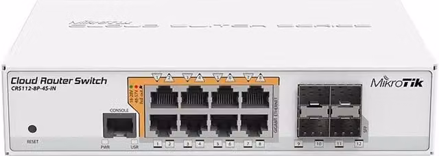 Switch di rete Mikrotik CRS112-8P-4S-IN Gigabit Ethernet con Power over Ethernet PoE Bianco