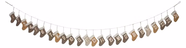 Calendario dell'Avvento ghirlanda marrone 220 cm