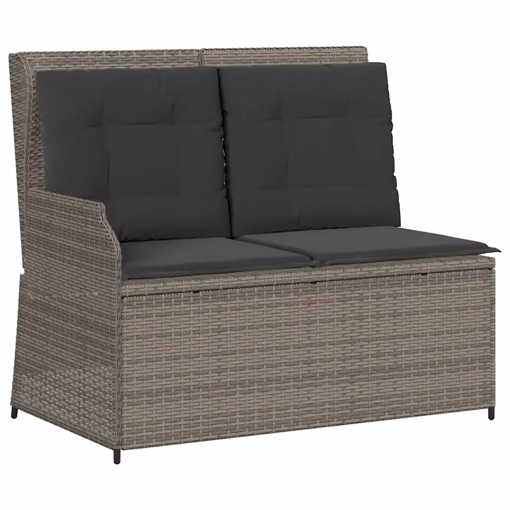 Panca Reclinabile da Giardino Outsunny in Polyrattan Grigia con Cuscini – 2