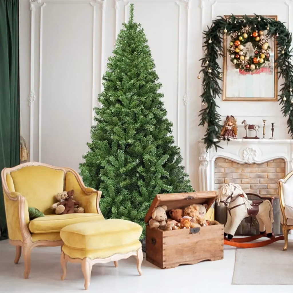 Albero di Natale classico verde con aghi in PVC e struttura con cerniere e base in metallo, Altezza: 225 cm – 2