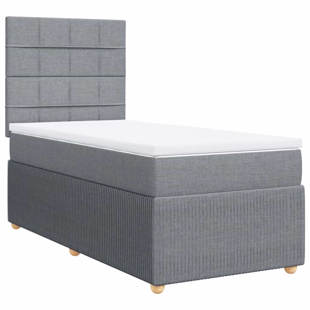 Giroletto a Molle con Materasso Grigio Chiaro 90x190 cm Tessuto