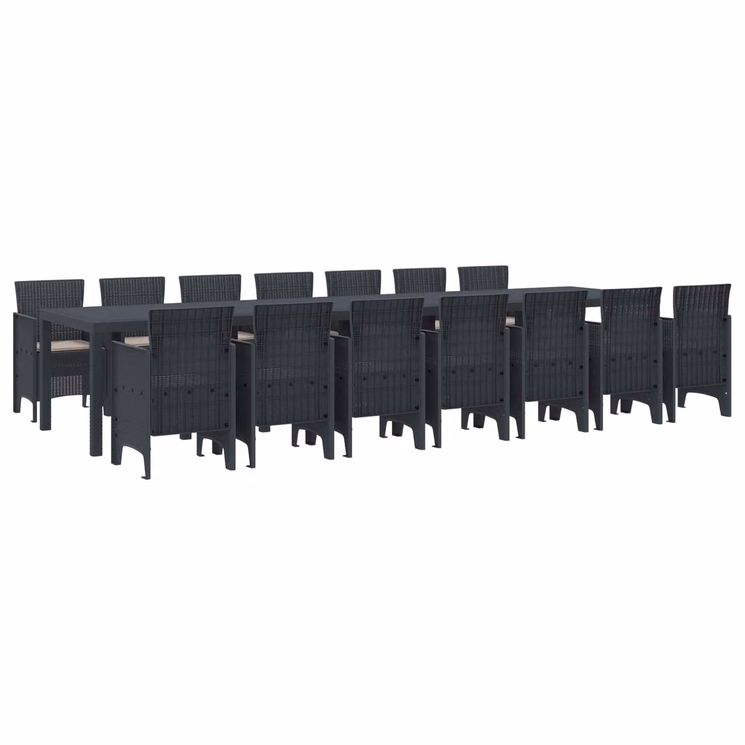 Set da pranzo da giardino vidaXL in rattan antracite con 15 pezzi e cuscini