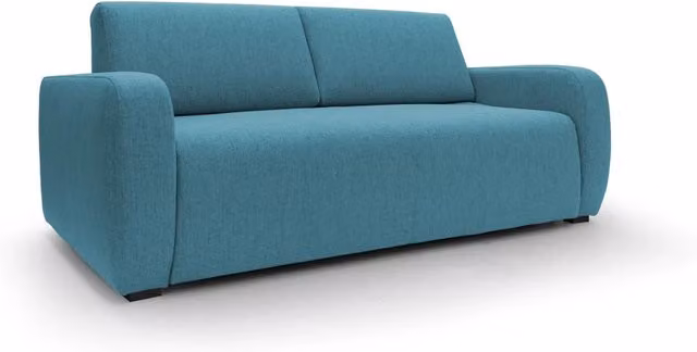 Divano letto matrimoniale Duna Divani.Store in tessuto impermeabile azzurro con materasso da 20 cm, L/P/H: 215 x 160 x 197 cm
