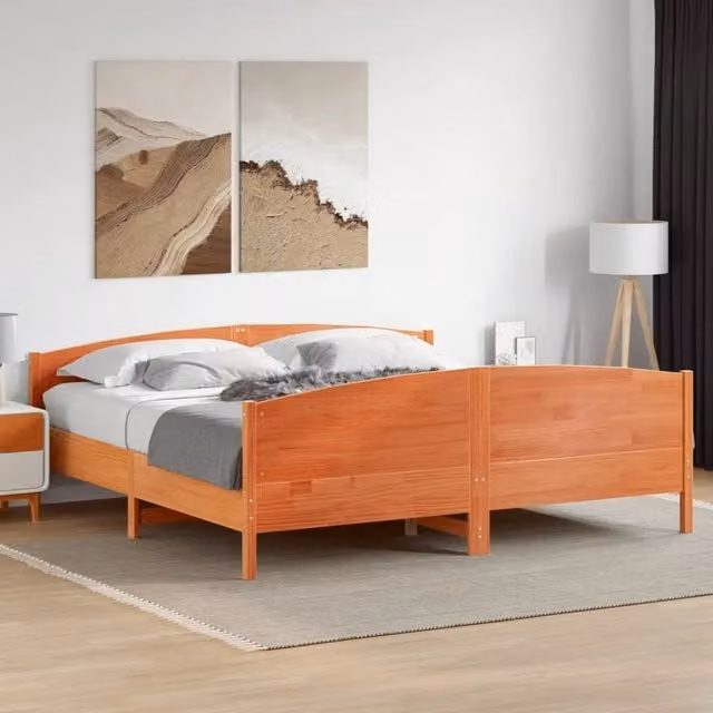 Giroletto senza Materasso-Struttura Letto Marrone Cera 180x200 cm Legno di Pino 425019