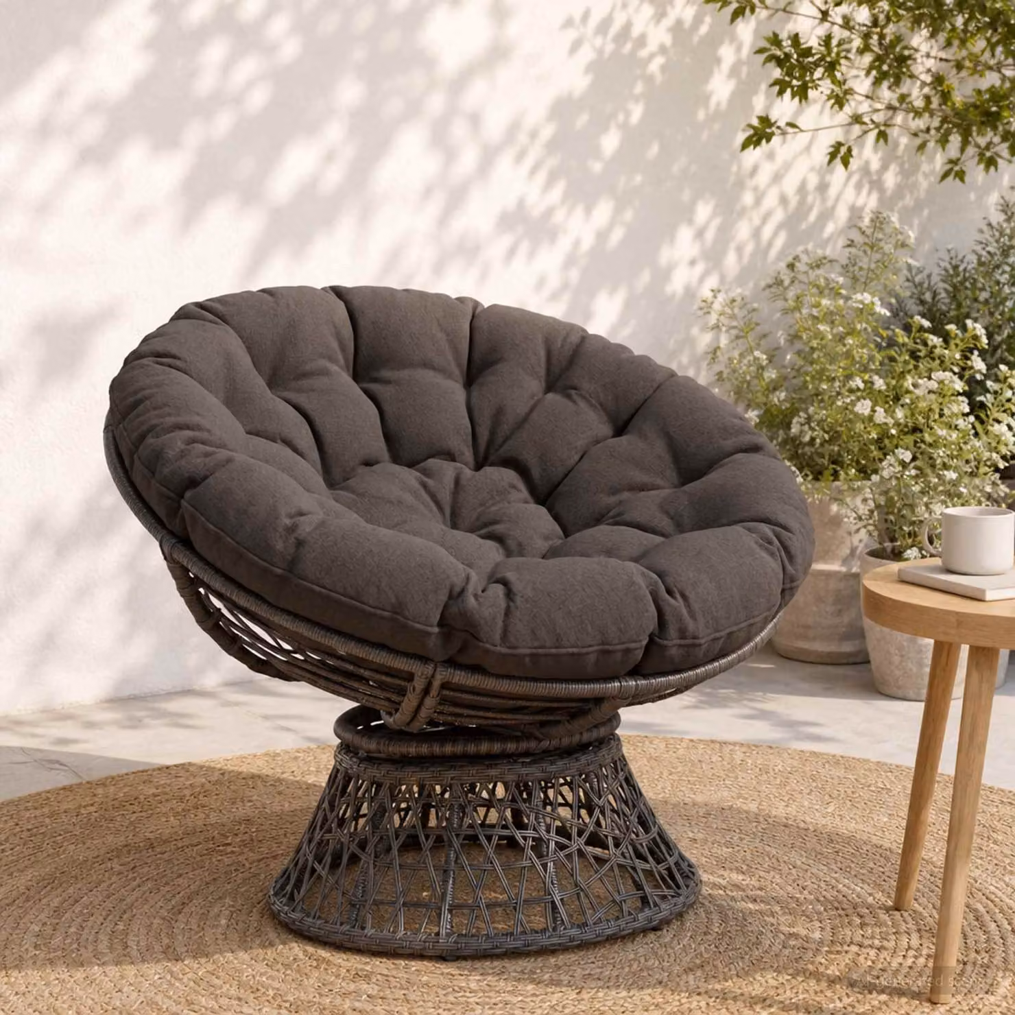 Cuscino per Sedia Papasan vidaXL VIANEN in Poliestere Antracite