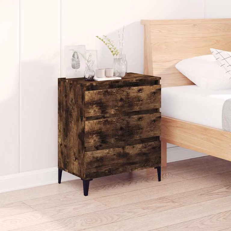 Credenza vidaXL in legno multistrato Rovere Fumo, design minimalista, L: 60 cm, P: 35 cm, H: 70 cm