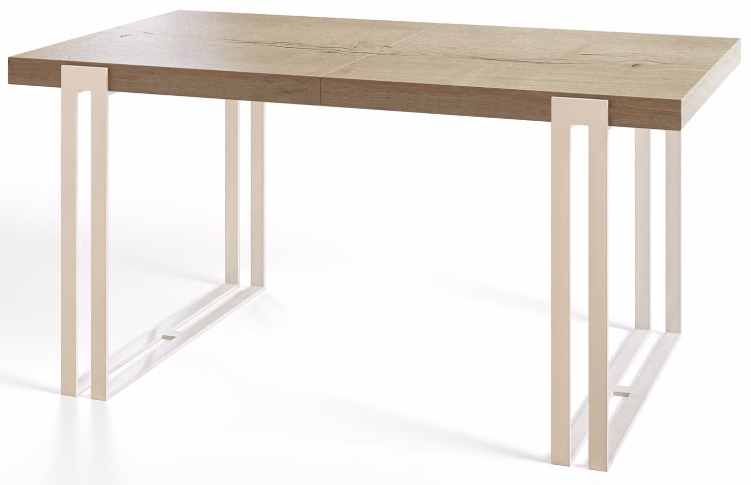 Tavolo da pranzo rettangolare allungabile rosa, tavolo da soggiorno moderno 180-280 x 90 x 77 cm, modello Halifax con gambe in metallo bianco