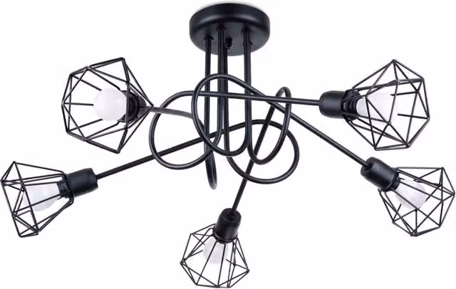 Lampadario a soffitto moderno ARTEMIS 5S Sollux Lighting nero in metallo con lampadine E14 regolabili – 1