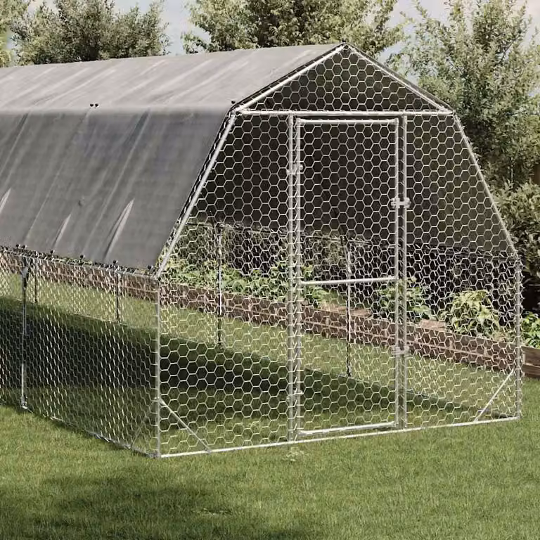 vidaXL Recinto per Polli con Tetto 2,5x10x2,25 m in Acciaio Zincato