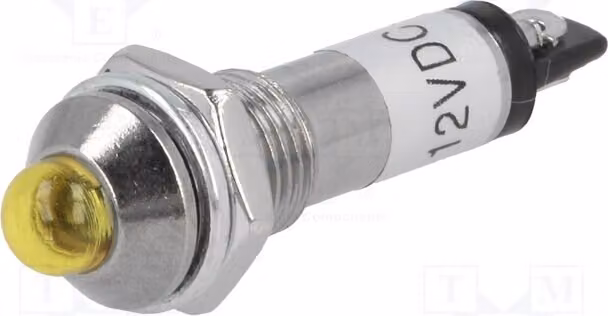 5 indicatori: LED 12VDC, lenti convesse, grado di protezione IP40, foro di montaggio: Ø8,2mm, metallo. Sensore IND8-12Y-A, tipo LED