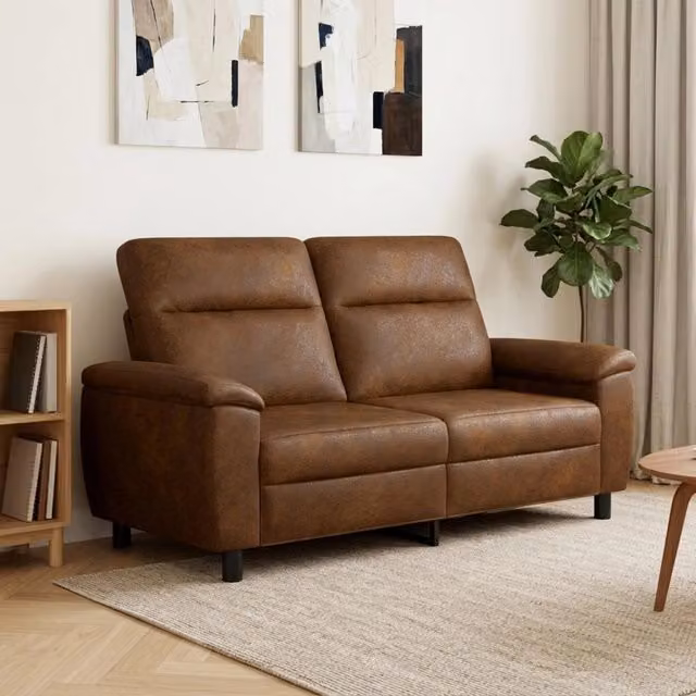 Divano moderno vidaXL in pelle sintetica marrone e nero con struttura in metallo L: 178 cm, P: 90 cm, H: 95 cm – 1