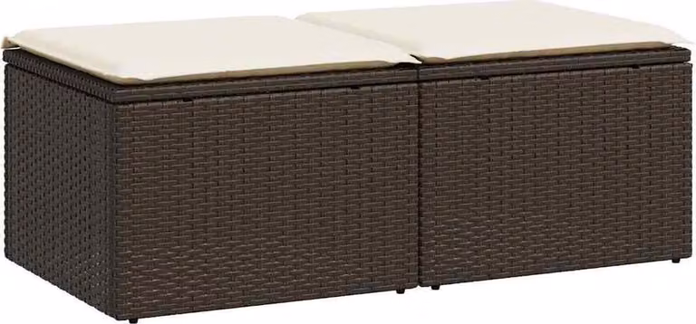 Set Divano Giardino 4 pz con Cuscini Marrone Polyrattan Acacia