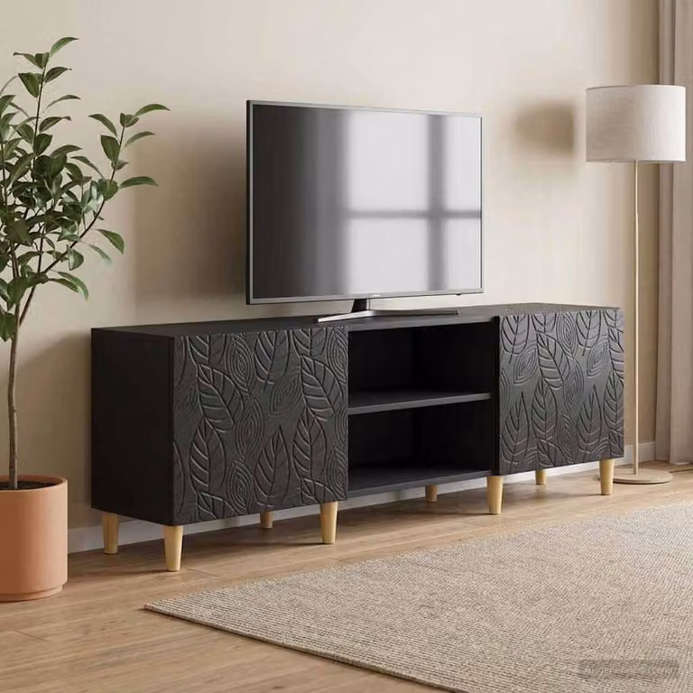 Mobile TV vidaXL in stile vintage nero con legno ingegnerizzato L/P/H: 150 x 31 x 50 cm
