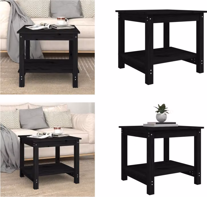 vidaXL Tavolino nero 50x50x45 cm Pino massiccio - Tavolino - Tavolini - Tavolino basso - Tavolo