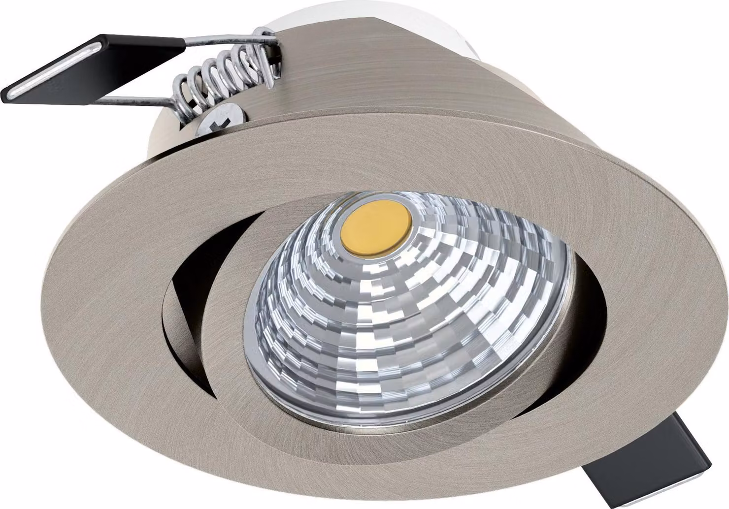 Luce da incasso LED ad alta tensione SALICETO nichel opaco 2700K rotonda Ø8,8cm H:4,2cm orientabile