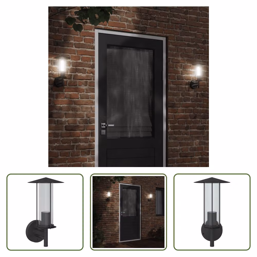 The Living Store Applique da esterno in acciaio inox nero