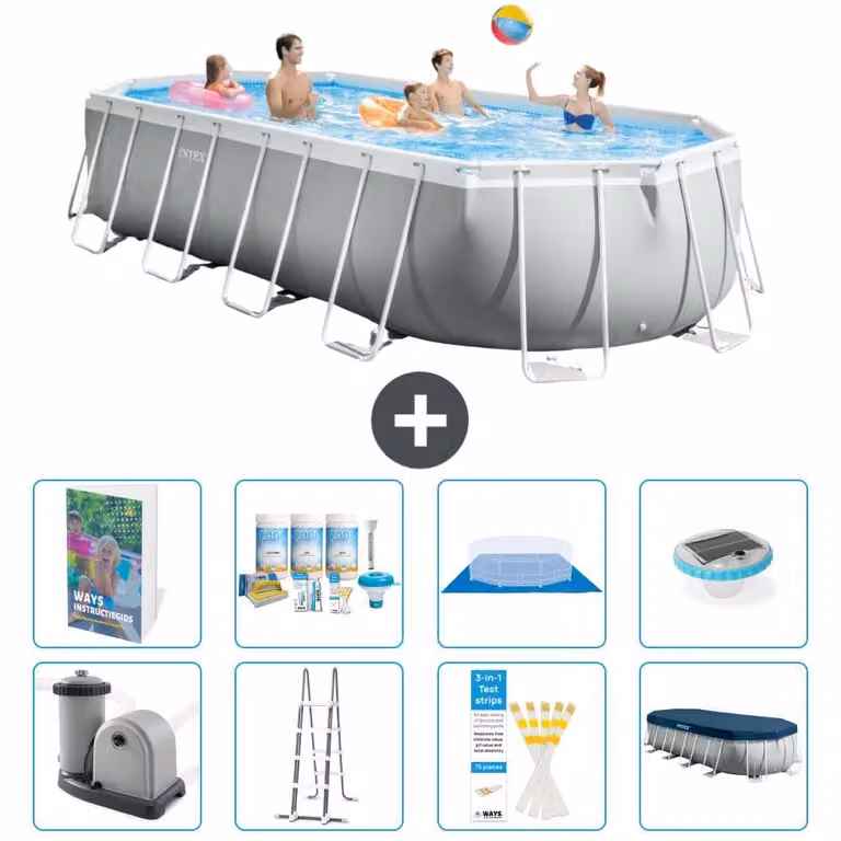 Piscina fuori terra ovale "Prism Frame" - 610x305x122 cm - Kit composto da 7 elementi - Modello S576