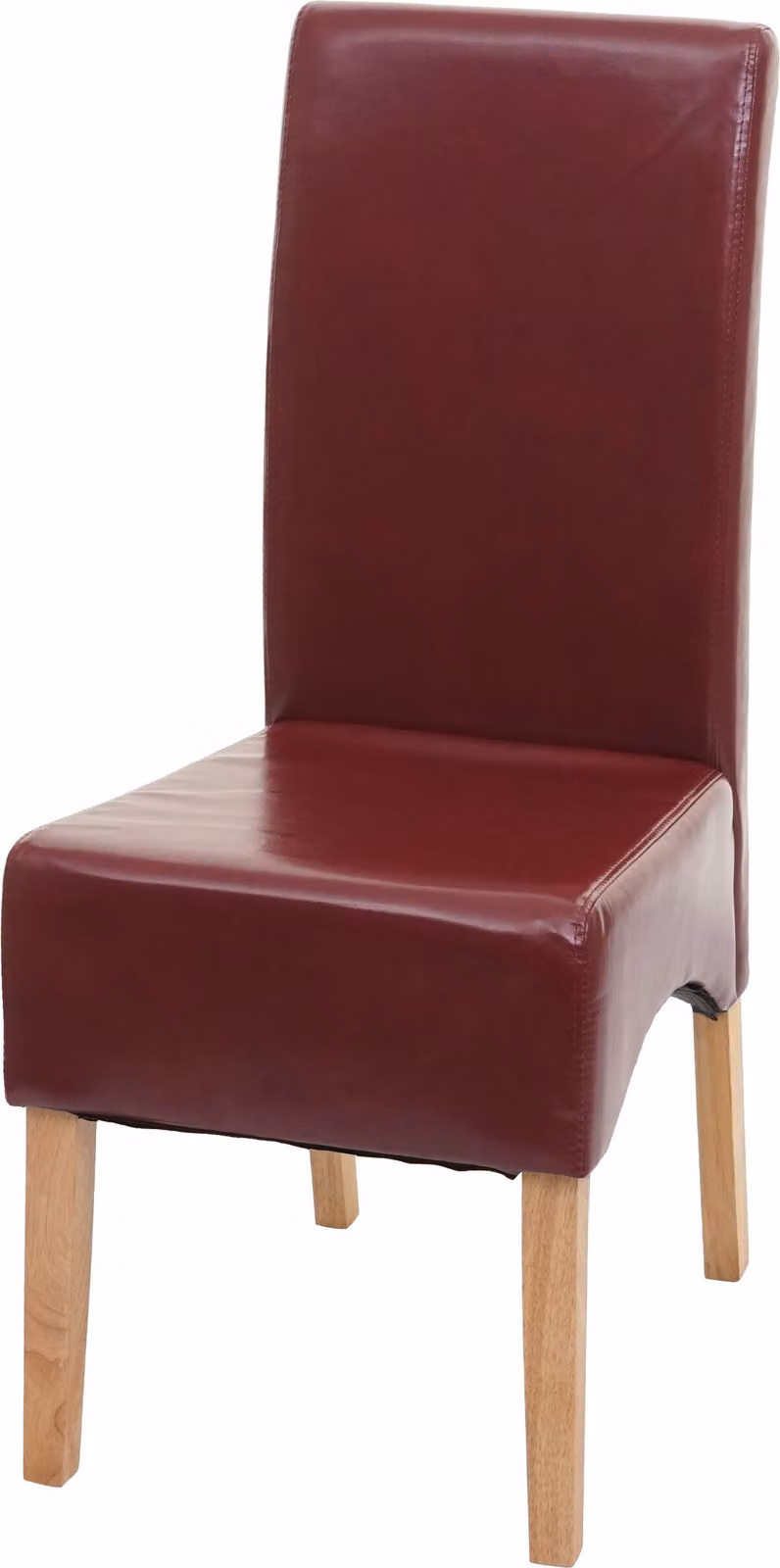 Sedia da sala da pranzo Crotone, sedia da cucina, in pelle ~ rossa, gambe chiare