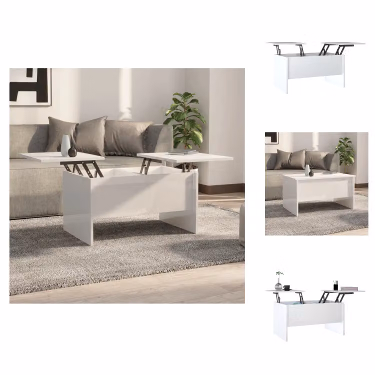 vidaXL Tavolino bianco lucido 80x50x42,5 cm in legno - Tavolini da caffè