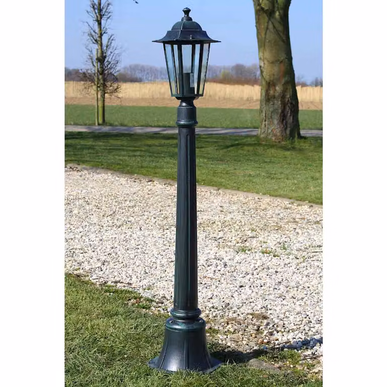 Lampione da giardino Preston vidaXL in alluminio e vetro verde, Altezza: 105 cm