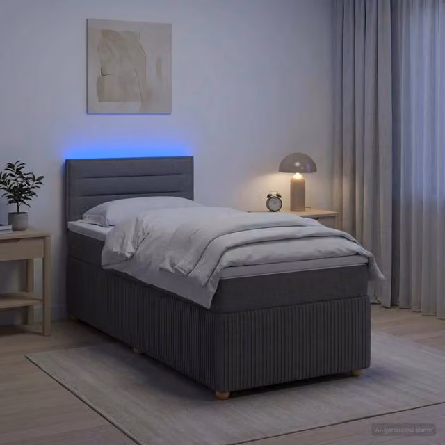 Letto box spring ibrido vidaXL con materasso a molle insacchettate e base contenitore, Grigio, L 200 x P 80 cm – 1
