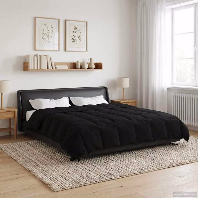 Piumino estivo traspirante e reversibile vidaXL in microfibra, Nero, L 240 x P 220 cm