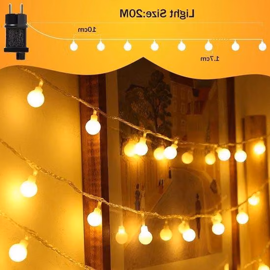 Ghirlanda luminosa da esterno da 20 m con 150 LED, spina IP45, impermeabile, ideale per Natale, matrimoni, feste e giardini, luce bianca calda