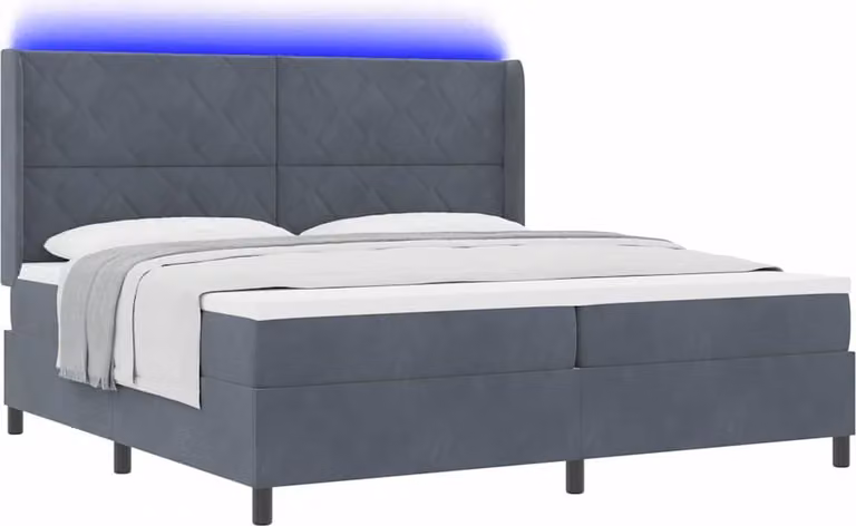SYFAX™ Letto a molle con materasso Grigio scuro 200 x 200 cm Velluto