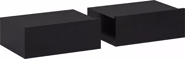 Set di 2 Comodini Sospesi Moderni HOMCOM in Legno Nero L 40 cm, P 30 cm, H 15 cm