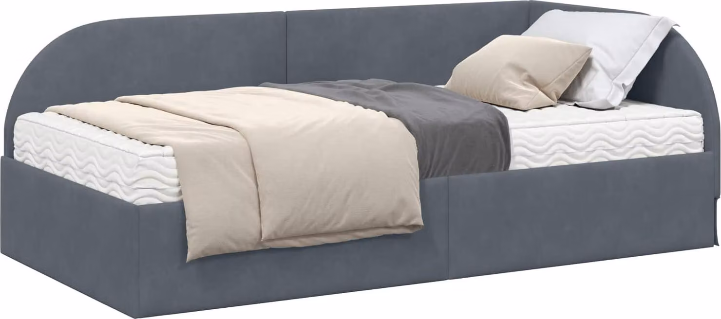 Struttura Letto Angolare con Materasso 2 pcs Grigio Velluto