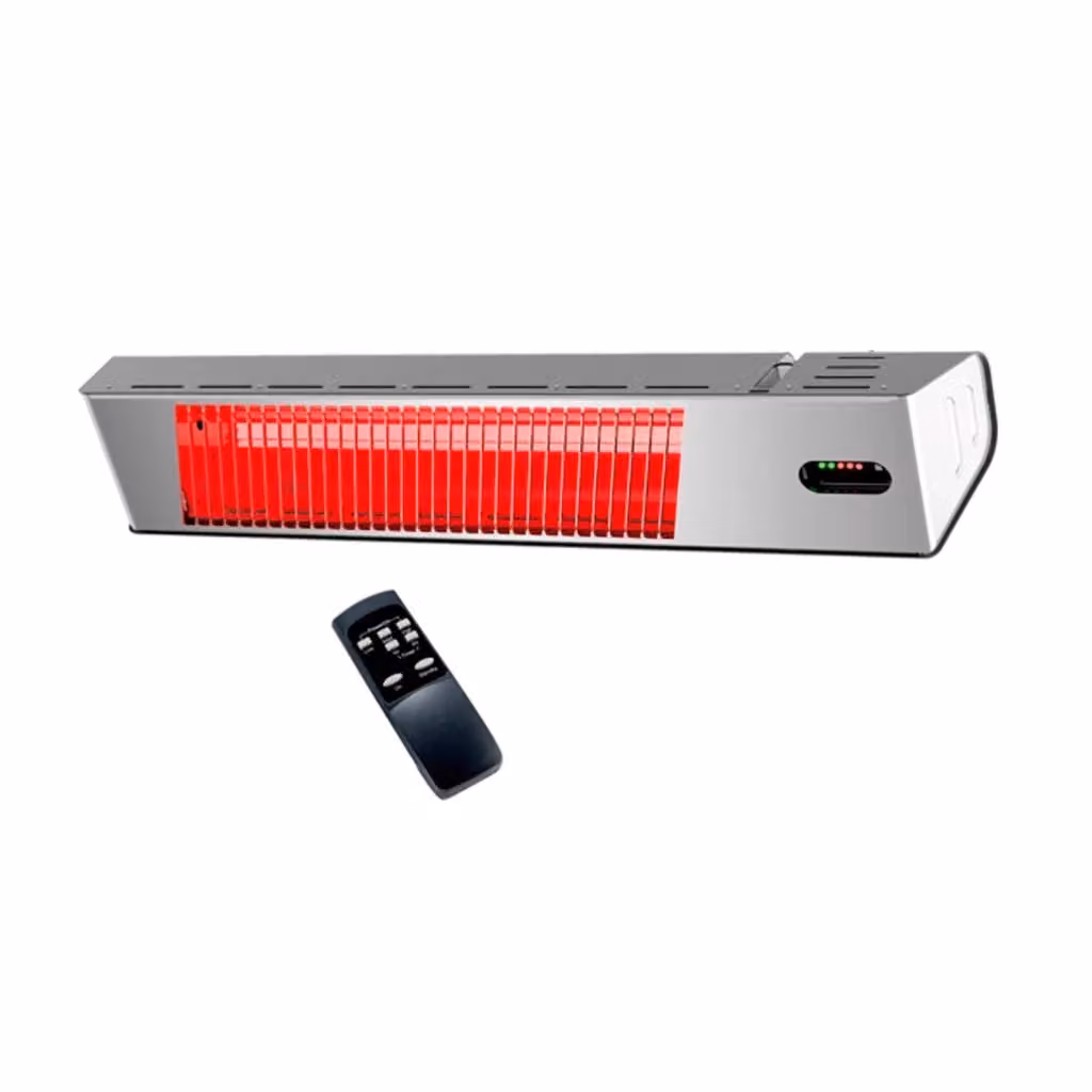 Stufa a infrarossi da esterno MPC Malaga 2000W con controllo WiFi via App Tuya, design elegante in grigio con display LED e telecomando – 2
