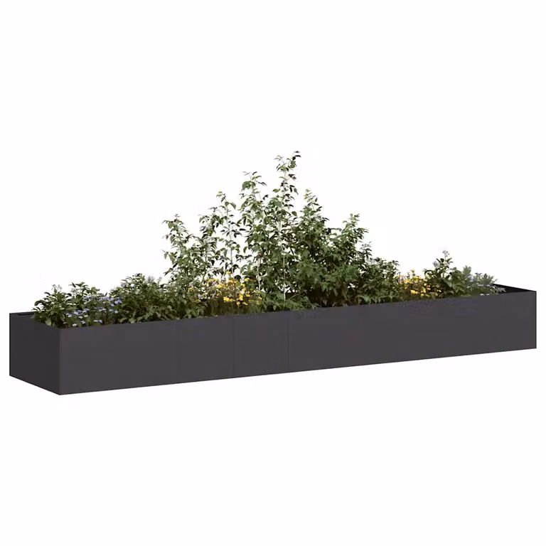 Fioriera vidaXL in acciaio nero per orto e giardino L: 360 cm, P: 80 cm, H: 40 cm