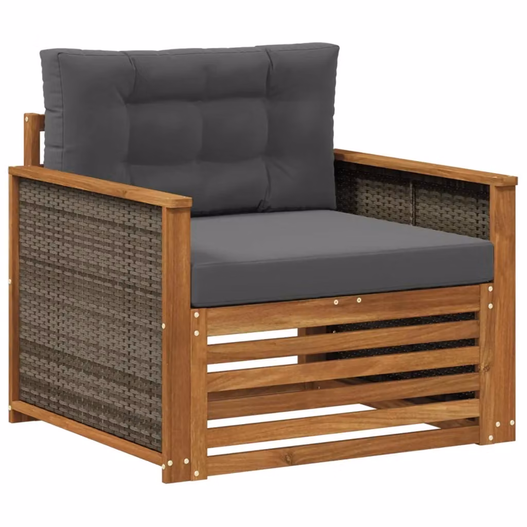 Divano centrale componibile per esterno Design In in legno di acacia con cuscini inclusi, disponibile nei colori antracite, beige e grigio – 2