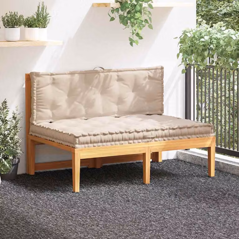 vidaXL Set di 2 Cuscini per Pallet e Pavimento in Cotone Beige con Manici di Trasporto L 120 x P 80 x H 10 cm