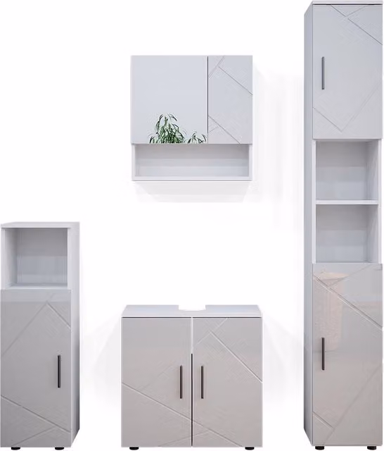 Set mobili bagno Irma Bianco lucido 4 pezzi Vicco