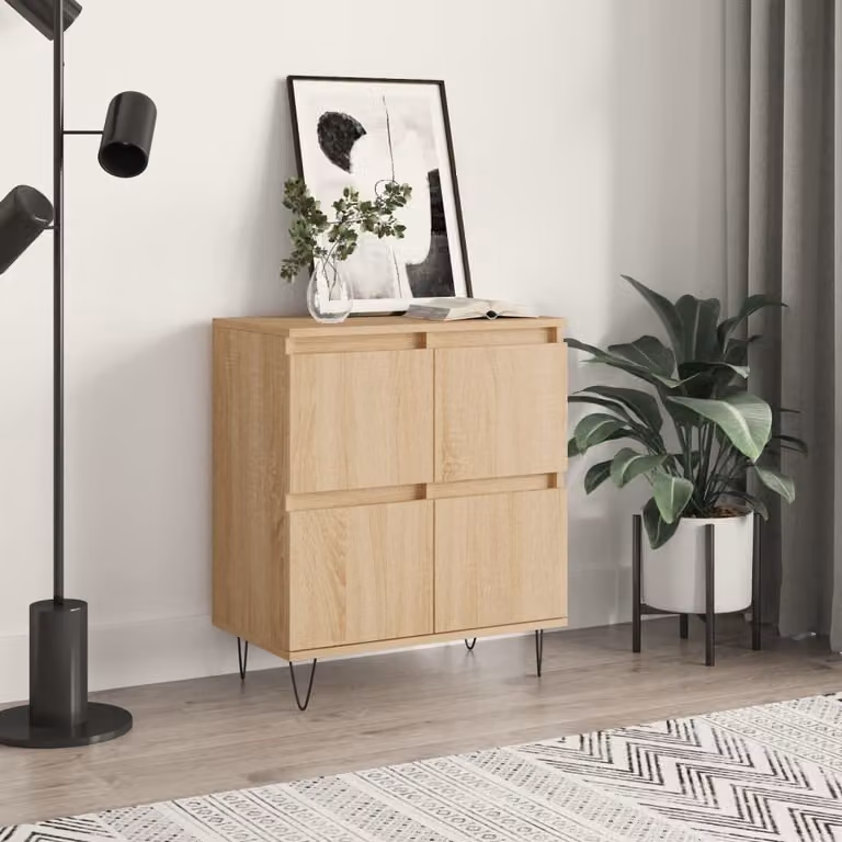 Credenza moderna vidaXL in legno multistrato color rovere sonoma, L: 60 cm, P: 35 cm, H: 70 cm