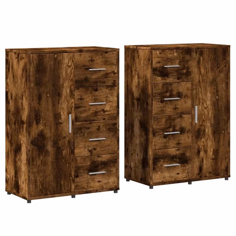 Credenze 2 pz Rovere Fumo 60x31x84 cm in Legno Multistrato