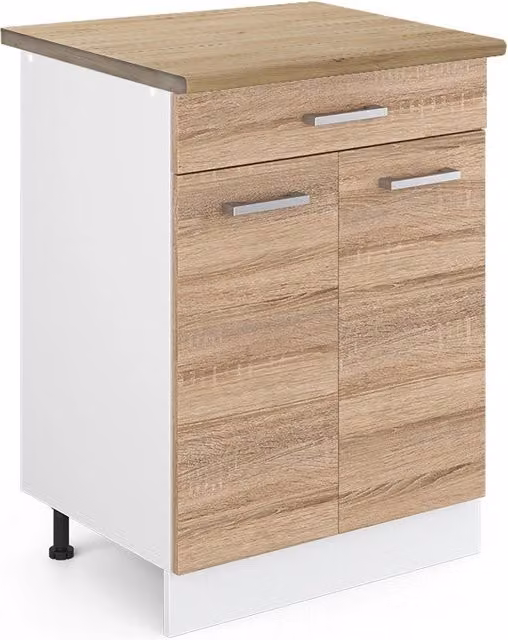 Mobiletto base per cucina Vicco R-Line Sonoma e Bianco con cassetto, L: 60 cm, P: 60 cm, H: 81,6 cm