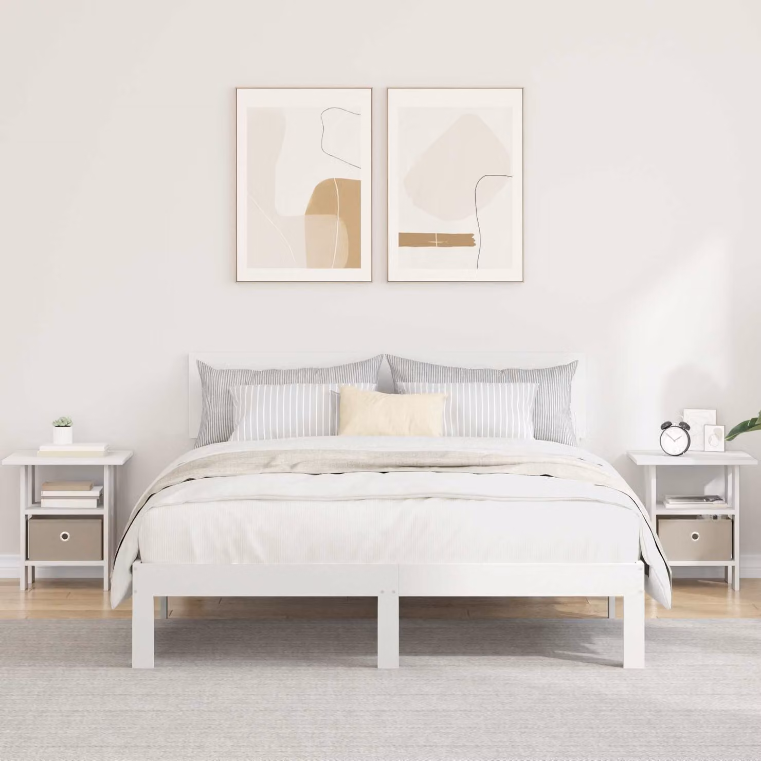 Set di 2 comodini vidaXL bianchi in legno MDF per camera da letto o soggiorno, L 41 cm x P 40 cm x H 45 cm