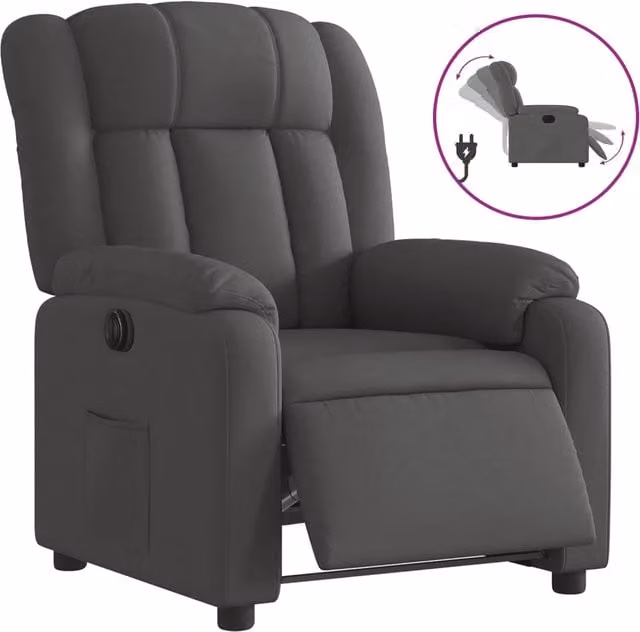 Poltrona | Sedia Relax Elettrica Reclinabile Grigio Scuro in Tessuto