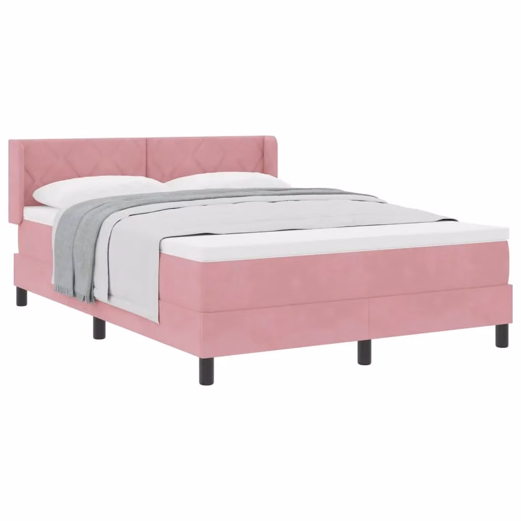 Letto Ibrido con Testiera in Velluto Rosa vidaXL L/P: 140 x 200 cm – 2