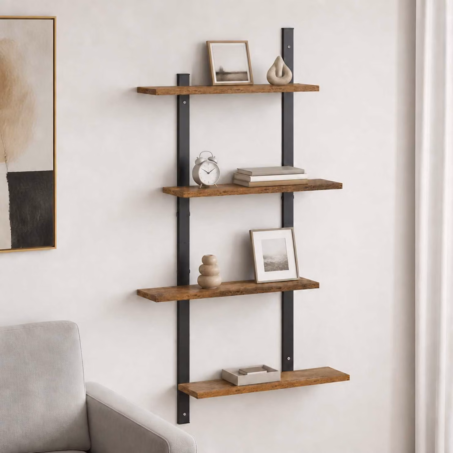 vidaXL Scaffale da parete Legno antico 61 x 13,5 x 105,5 cm