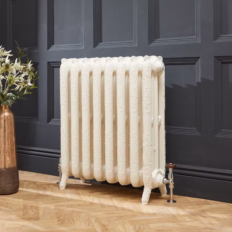 Radiatore Tradizionale in Ghisa Effetto Bianco Antico - 768 x 272 x 250mm - Charlotte