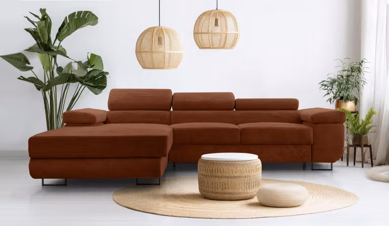AX LIVING Couch L Form - Arborio L Zona giorno 280 cm in rosso mattone