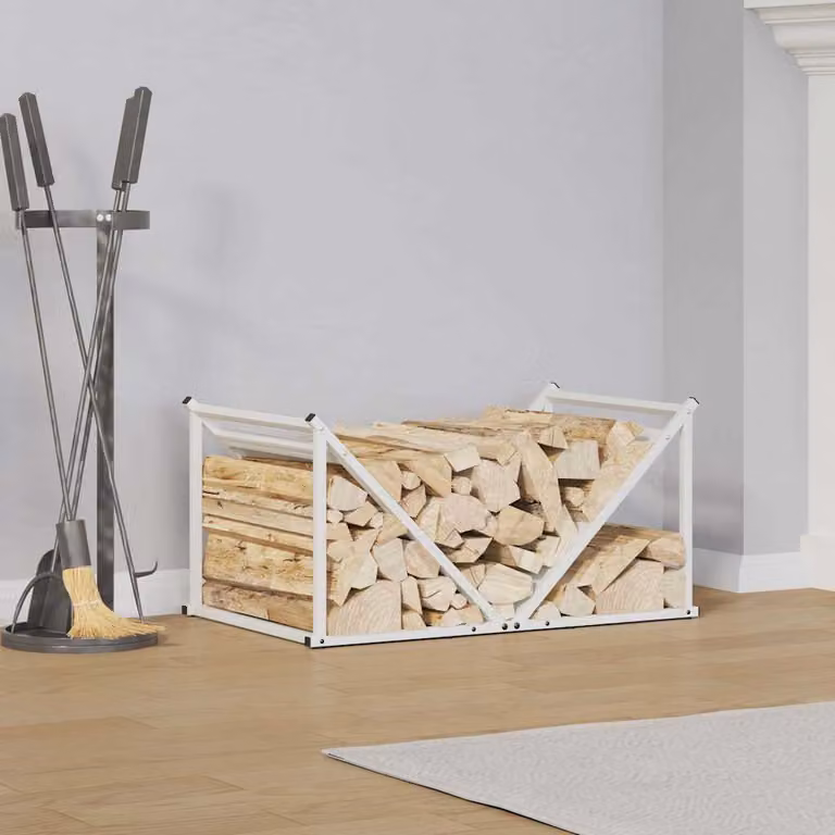 Rastrelliera per legna da ardere vidaXL, colore bianco, L 70 cm x P 43 cm x H 34,5 cm