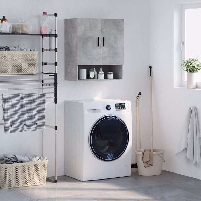 Armadietto a muro vidaXL in legno e MDF grigio opaco con ante a battente e ripiani interni L: 60 cm, P: 31 cm, H: 70 cm