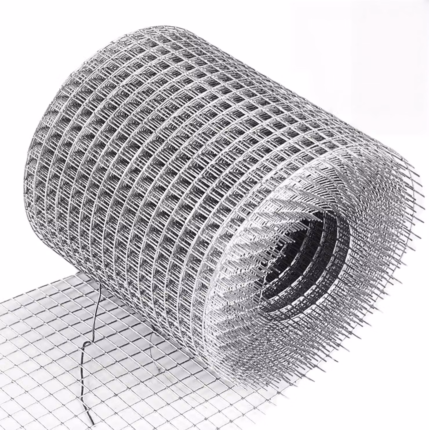 Rete metallica zincata, dimensioni 10 cm x 5 m, maglia di 6 mm, colore argento