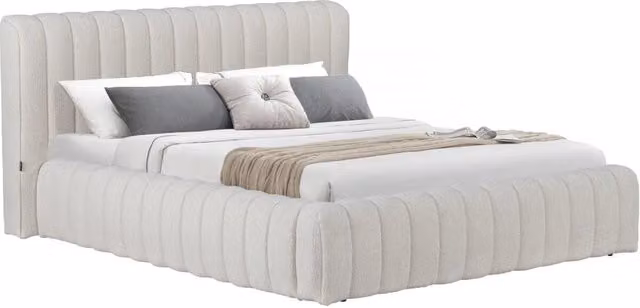 Letto matrimoniale in tessuto "Tignes" con contenitore - 160 x 200 cm - Beige